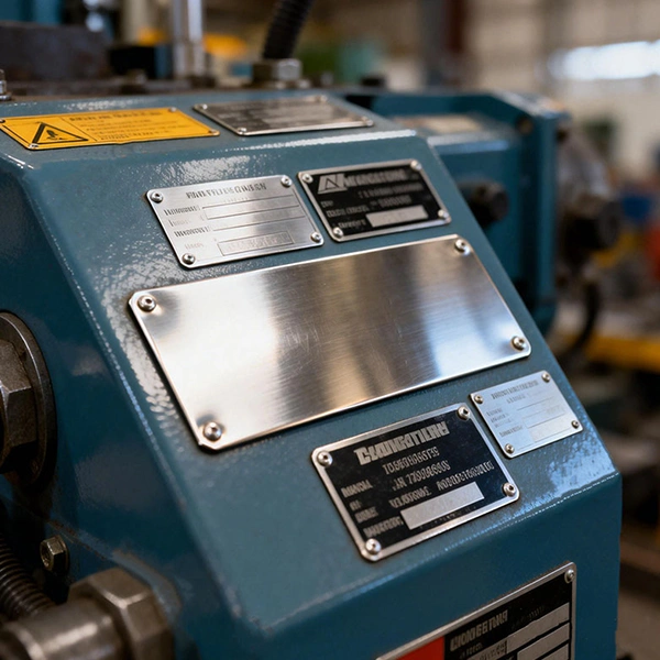 Durable-metal-nameplates-used-on-industrial-equipment-for-long-term-identification-and-harsh-operating-environments