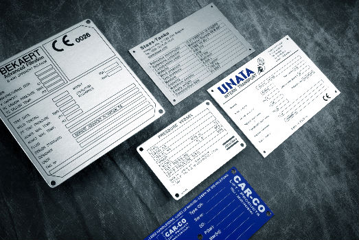 Custom aluminum nameplates in anodized and brushed finishes - Himgo