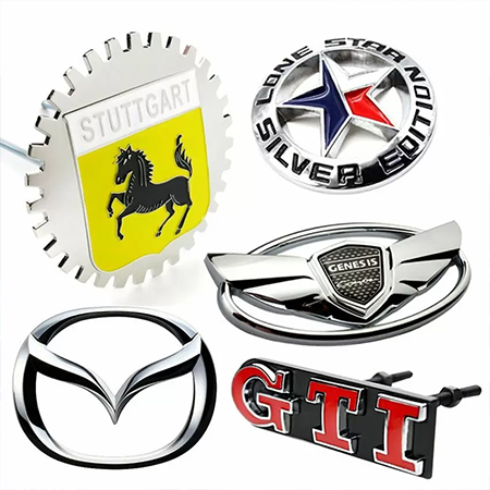 Brushed-metal-car-emblem-with-strong-adhesive-backing