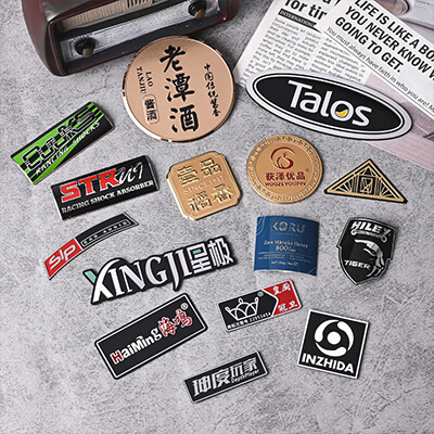 Custom-branding-plate-with-deep-etched-metal-logo