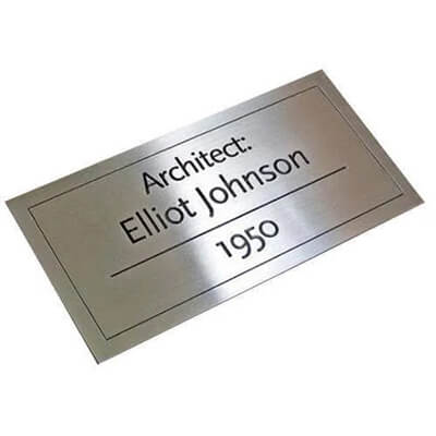 Engraved metal labels with barcode and QR codes