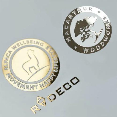 Custom Gunmetal Metal Decal Badges – Factory Direct, MOQ 300