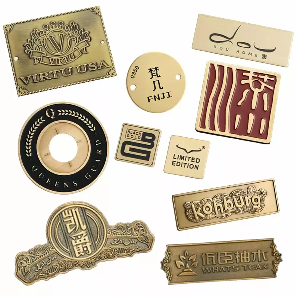 custom adhesive metal label on industrial equipment