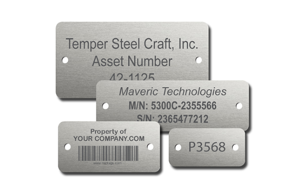 Industrial metal labels for machinery and heavy equipment