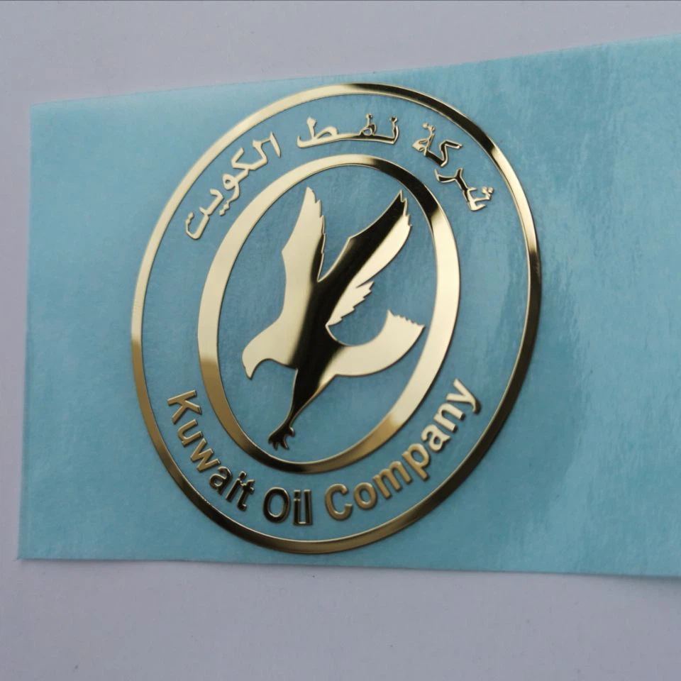 Adhesive-backed metal label sticker for curved appliance surface - Himgo