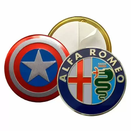 Small custom 3D metal emblems for consumer product logos with clean edges