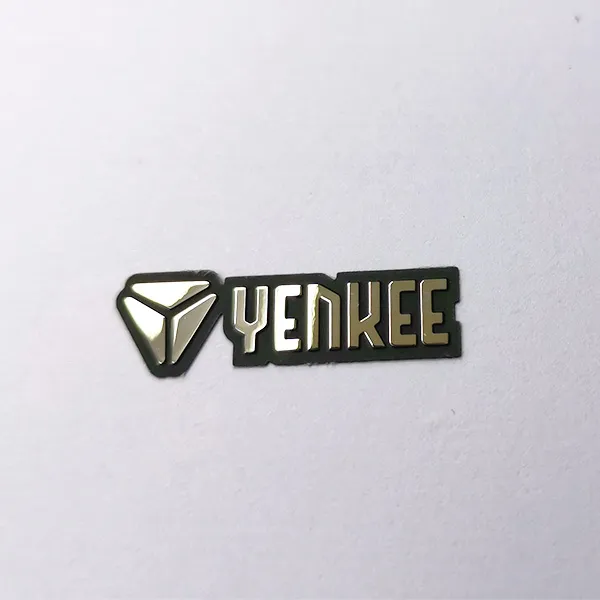 Anodized aluminum logo plate with rounded corners and adhesive backing - Himgo