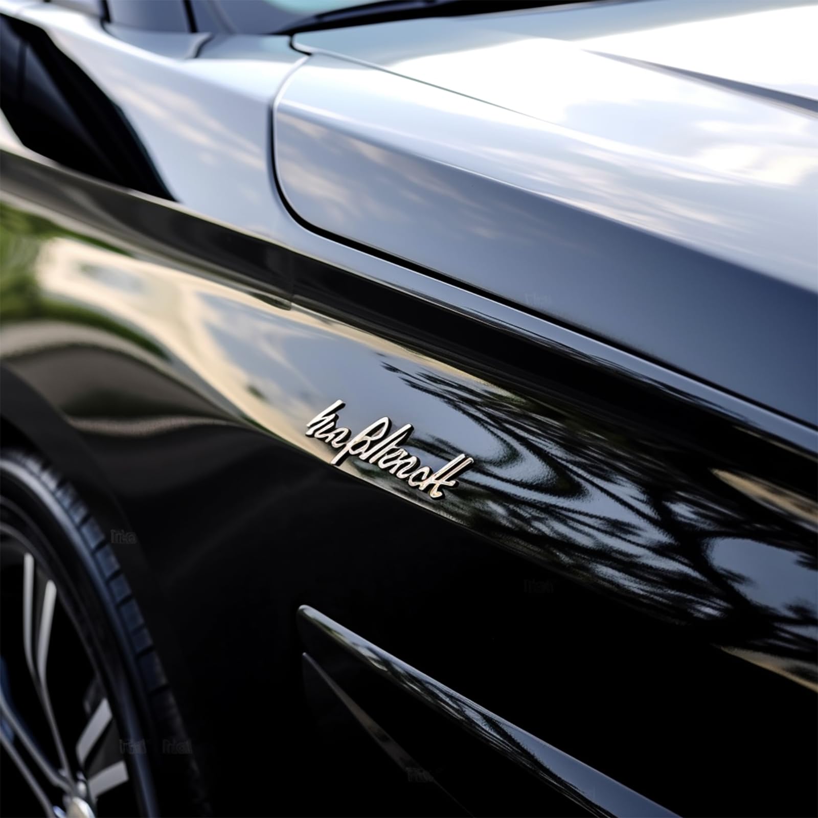 Custom metal stickers for cars used as thin adhesive vehicle logo marks on body and trim surfaces