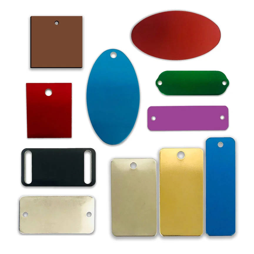 Blank metal nameplates in custom materials sizes and mounting options - Himgo